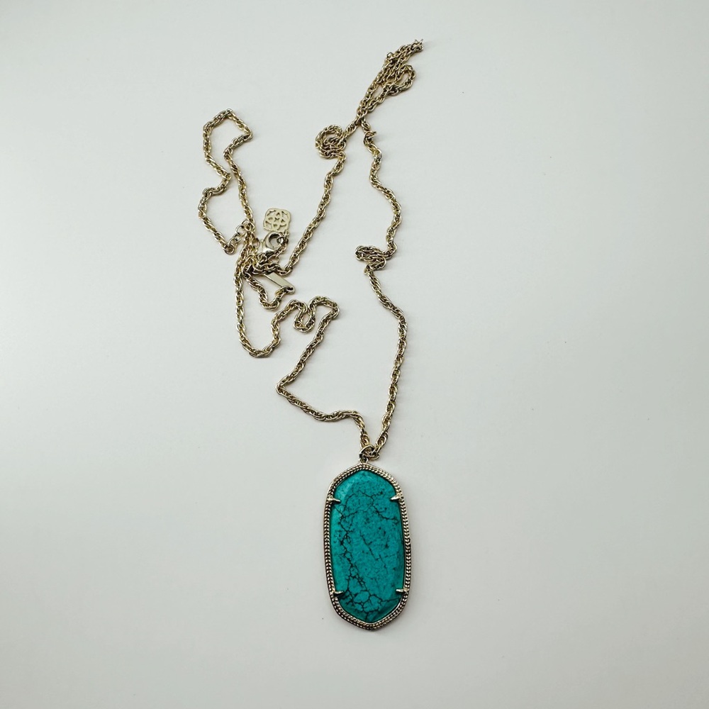 Kendra Scott Turquoise Magnesite Blue Rae Pendant Gold Necklace